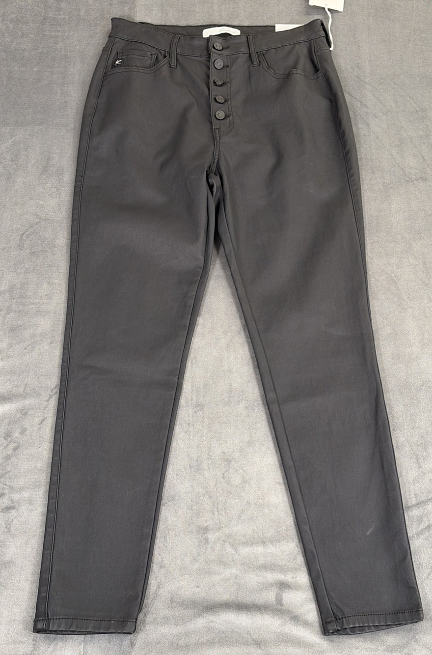 NWT KanCan Womens Black 13/30 Stretch Faux Leather HR Ankle Skinny Coated Chrty